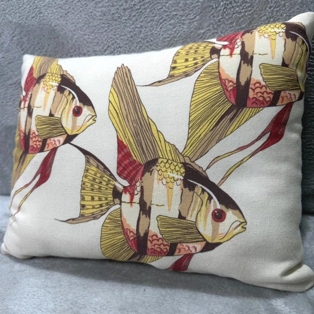 Pottery Barn Tropical Angel Fish Decorative Throw Pillow Nautical Coastal‎ Beach